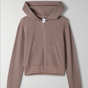 Aritzia stone taupe tna thermal zip hoodie